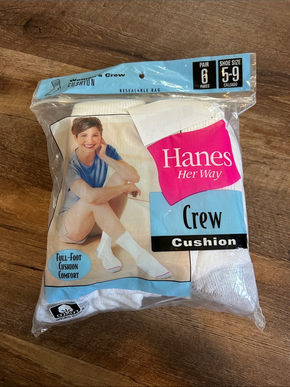 HANES Her Way Crew Cushion Socks NOS 2001 USA VTG Y2K
